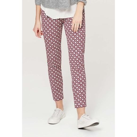 Ann Taylor LOFT Julie Fit Skinny Ankle Pants Printed Red - Size 8 - Picture 1 of 9